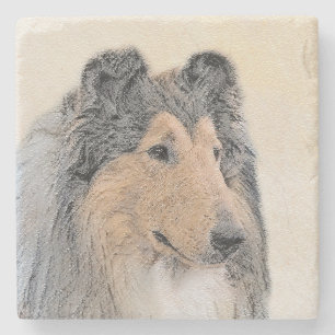 Collie (Ruw) Schilderij - Mooie Originele Honden K Stenen Onderzetter