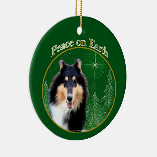 Collie (ruw) Vrede Keramisch Ornament (Rechts)