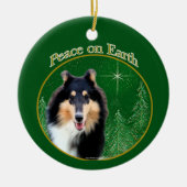 Collie (ruw) Vrede Keramisch Ornament (Voorkant)