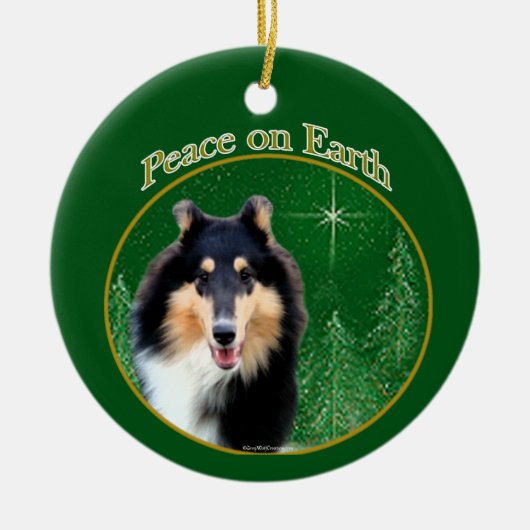 Collie (ruw) Vrede Keramisch Ornament (Voorkant)