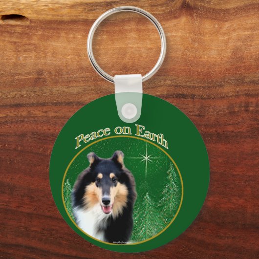 Collie (ruw) Vrede Sleutelhanger (Achterkant)