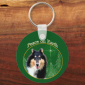 Collie (ruw) Vrede Sleutelhanger (Voorkant)