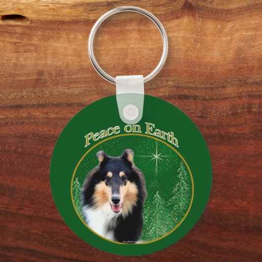 Collie (ruw) Vrede Sleutelhanger (Voorkant)