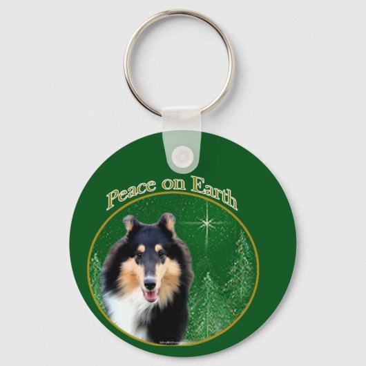 Collie (ruw) Vrede Sleutelhanger (Achterkant)