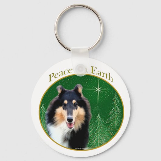 Collie (ruw) Vrede Sleutelhanger (Voorkant)
