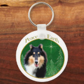 Collie (ruw) Vrede Sleutelhanger (Voorkant)
