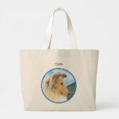 Collie Schilderen Rough Sable Merle Originele Hond Grote Tote Bag (Achterkant)