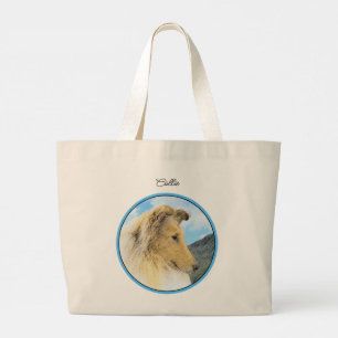 Collie Schilderen Rough Sable Merle Originele Hond Grote Tote Bag