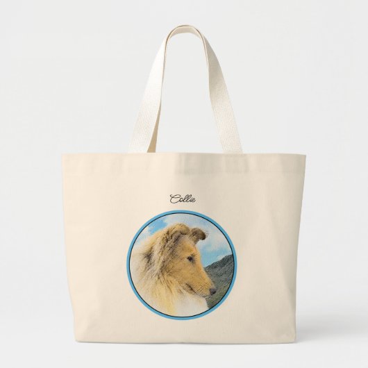 Collie Schilderen Rough Sable Merle Originele Hond Grote Tote Bag (Voorkant)