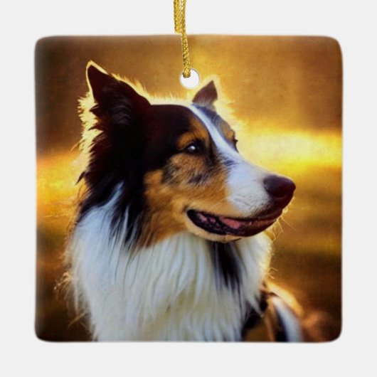 Collie Side Uitzicht Keramisch Ornament (Voorkant)