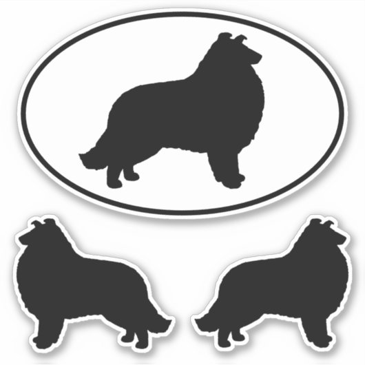 Collie Silhouettes Hondenras Vinyl Sticker Set (Voorkant)