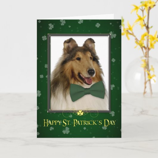 Collie St. Patrick's Card Kaart (Gele Bloem)