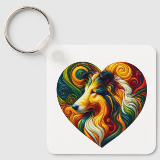 Collie Swirl en ColliesWithoutBorders Sleutelhanger