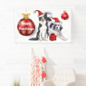 Collie Terrier waterverf kerst gezelschapsdieren Spandoek (Insitu)