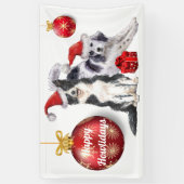 Collie Terrier waterverf kerst gezelschapsdieren Spandoek (Verticaal)