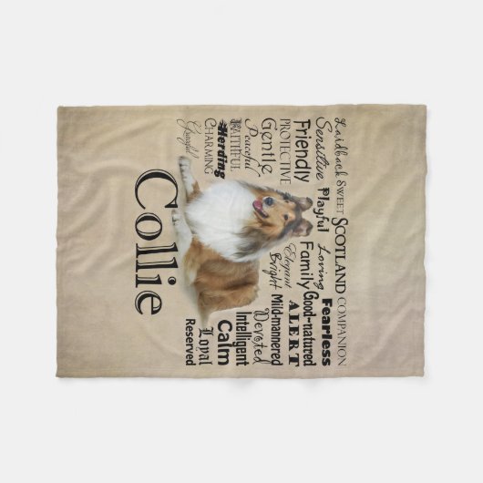 Collie Traits Fleece Blanket (Voorkant (Horizontaal))