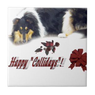 Collie Tri Color Kerstmis Tegeltje