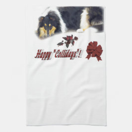 Collie Tri Color Kerstmis Theedoek