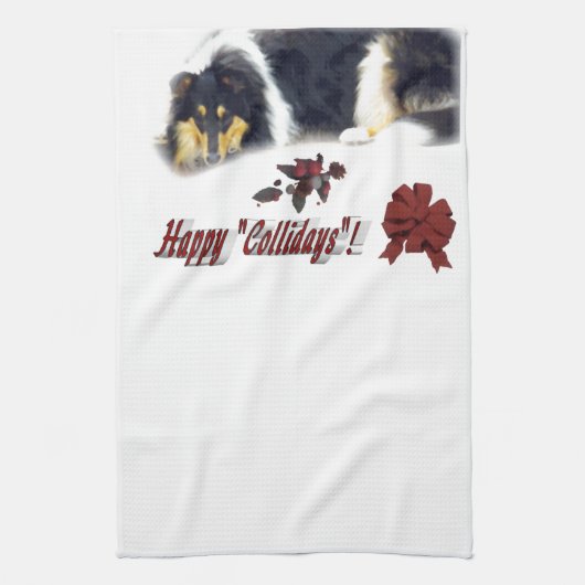 Collie Tri Color Kerstmis Theedoek (Verticaal)