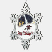 Collie Tri Color Kerstmis Tin Sneeuwvlok Ornament (Rechts)