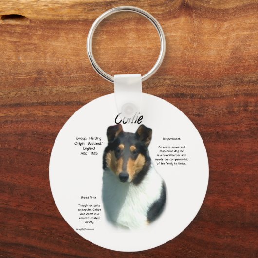 Collie (tri glad) Geschiedenis Ontwerp Sleutelhanger (Voorkant)