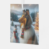 Collie vakantie glas ornament (Voorkant links)