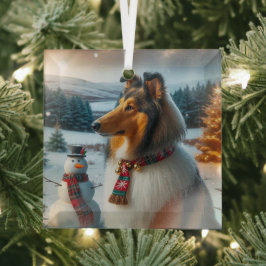 Collie vakantie glas ornament
