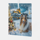 Collie Vakantie  Glas Ornament (Voorkant links)