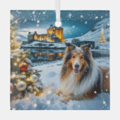 Collie Vakantie  Glas Ornament (Voorkant)
