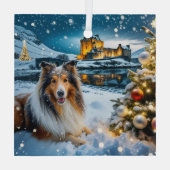 Collie Vakantie  Glas Ornament (Achterkant)