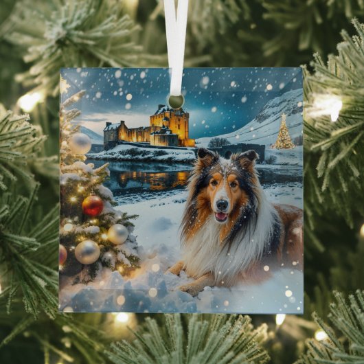 Collie Vakantie  Glas Ornament (Insitu)