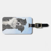 Collie-verf aan de rand - Kute Original Dog Art Bagagelabel (Voorkant horizontaal)
