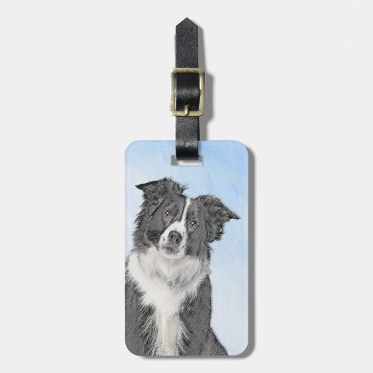 Collie-verf aan de rand - Kute Original Dog Art Bagagelabel (Voorkant verticaal)