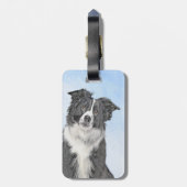 Collie-verf aan de rand - Kute Original Dog Art Bagagelabel (Achterkant verticaal)