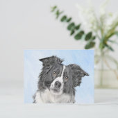 Collie-verf aan de rand - Kute Original Dog Art Briefkaart (Staand voorkant)
