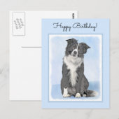 Collie-verf aan de rand - Kute Original Dog Art Briefkaart (Voorkant / Achterkant)