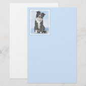 Collie-verf aan de rand - Kute Original Dog Art Briefpapier (Voorkant / Achterkant)