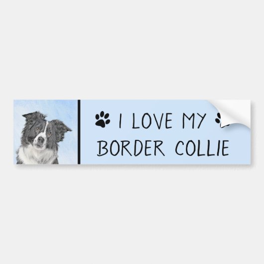 Collie-verf aan de rand - Kute Original Dog Art Bumpersticker (Voorkant)