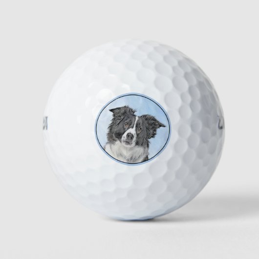 Collie-verf aan de rand - Kute Original Dog Art Golfballen (Voorkant)