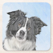 Collie-verf aan de rand - Kute Original Dog Art Kartonnen Onderzetters (Voorkant)