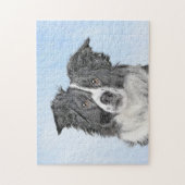 Collie-verf aan de rand - Kute Original Dog Art Legpuzzel (Verticaal)