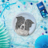 Collie-verf aan de rand - Kute Original Dog Art Papieren Bordje (Feest)