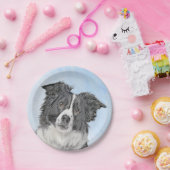 Collie-verf aan de rand - Kute Original Dog Art Papieren Bordje (Feest)