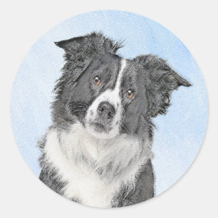 Collie-verf aan de rand - Kute Original Dog Art Ronde Sticker