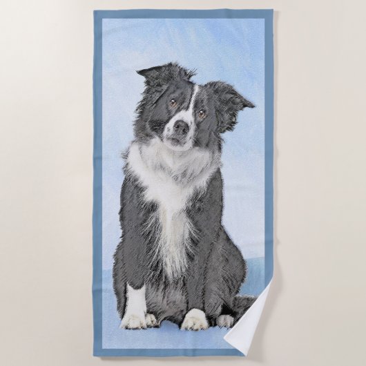 Collie-verf aan de rand - Kute Original Dog Art Strandlaken (Voorkant)