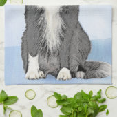 Collie-verf aan de rand - Kute Original Dog Art Theedoek (Gevouwen)