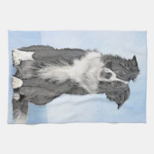 Collie-verf aan de rand - Kute Original Dog Art Theedoek (Horizontaal)