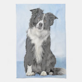 Collie-verf aan de rand - Kute Original Dog Art Theedoek (Verticaal)