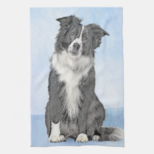 Collie-verf aan de rand - Kute Original Dog Art Theedoek