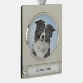Collie-verf aan de rand - Kute Original Dog Art Verzilverd Banner Ornament (Rechts)